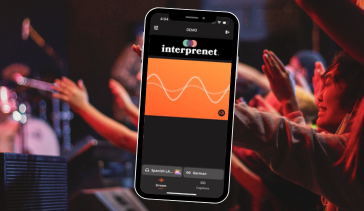 The Interprenet AI Speech Translation solution shown on a mobile phone